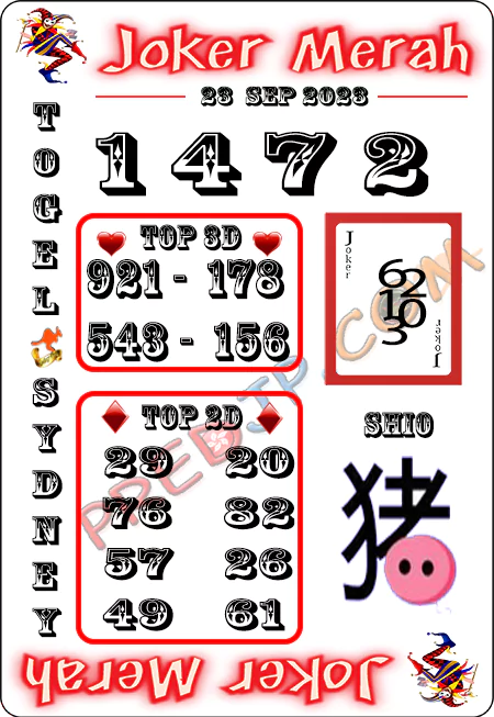 Prediksi Joker Merah Sdy Sabtu 23-September-2023