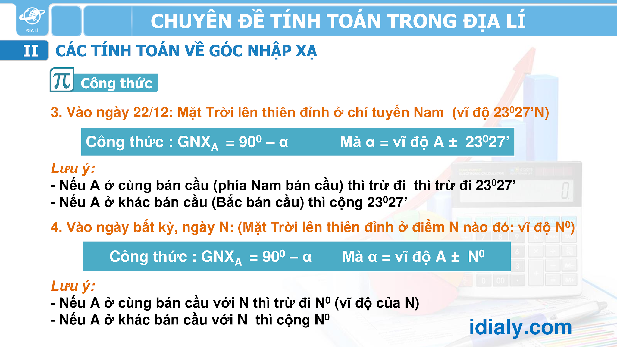 Công thức tính toán trong địa lý