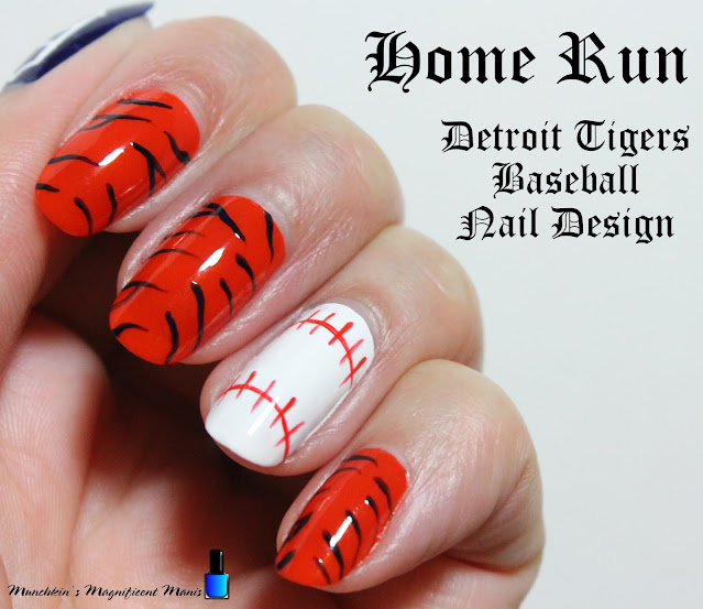 Detroit Tigers Baseball Nail Design