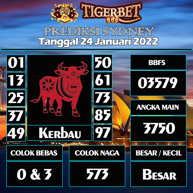 Prediksi Togel Sydney Tanggal 24 Januari 2022 Tigerbet888