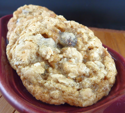 Photo of gluten free Cowboy Cookies: cookies make with gluten-free flour, oats, chocolate chips, coconut, and nuts