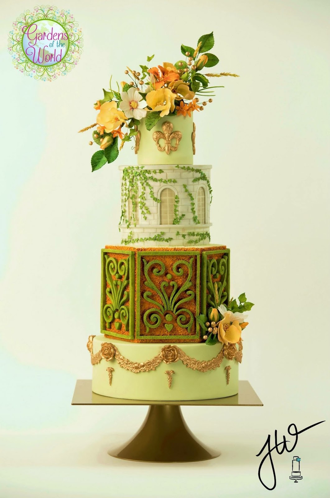 garden theme cake