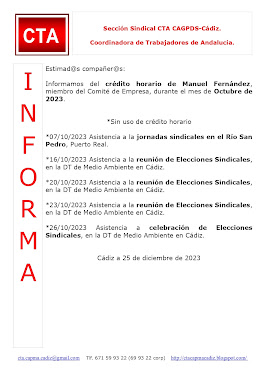 C.T.A. INFORMA CRÉDITO HORARIO MANUEL FERNANDEZ, OCTUBRE 2023