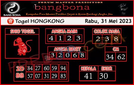 Prediksi HK Bang Bona Rabu 31 Mei 2023