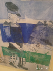 Beautiful detail from a fresco by Chagal on were somebody is yurinating