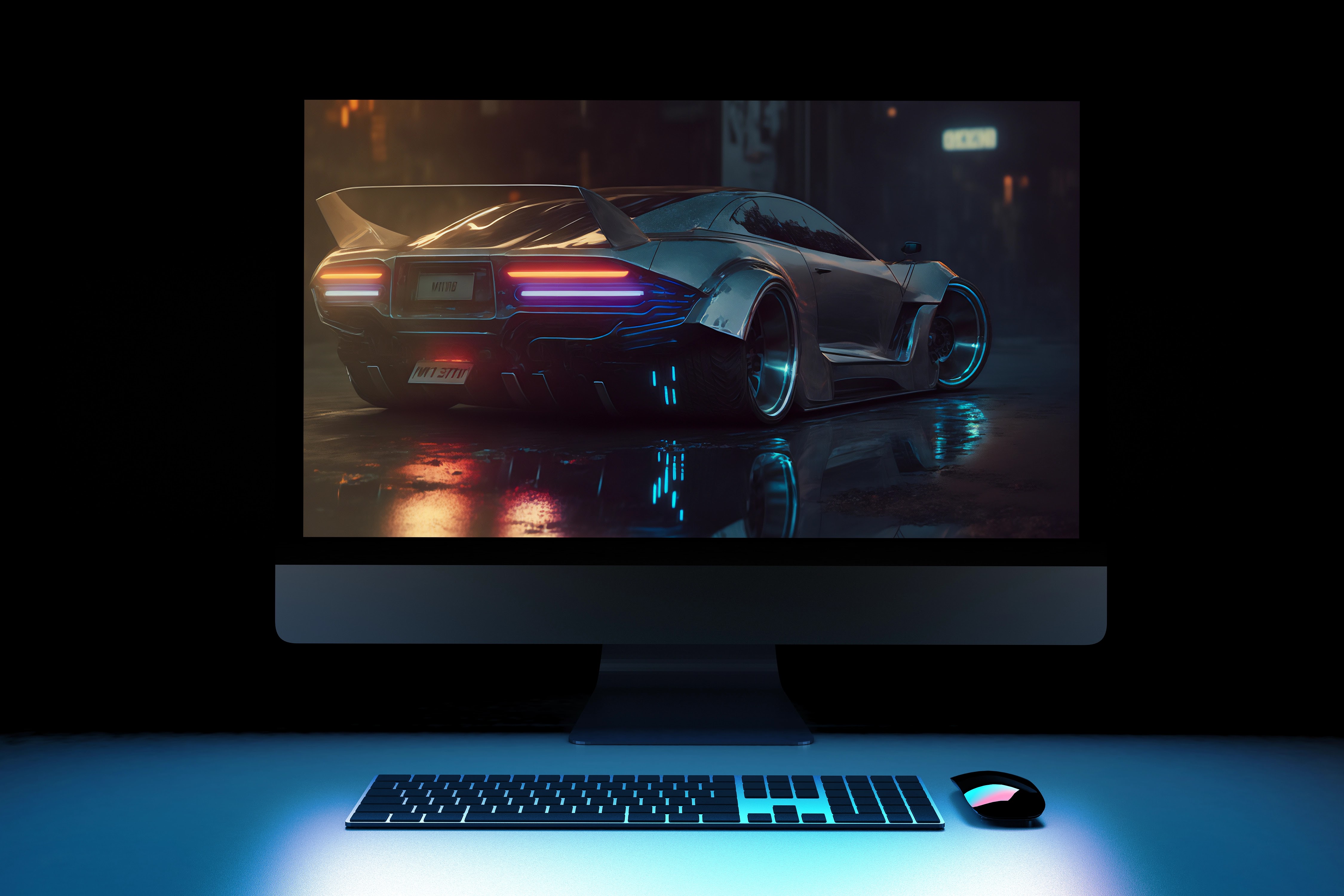 AI GENERATED CYBERPUNK SPORTS CAR WALLPAPER 4K FOR PC
