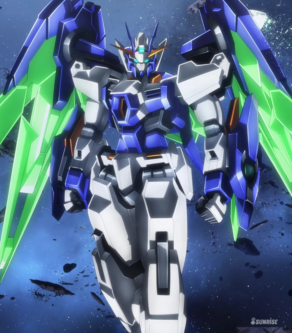 “Imagen de un Gundam 00 Diver Arc, un robot de combate futurista de la serie Gundam.”