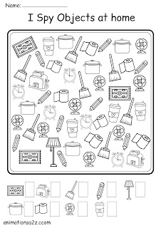 I SPY objects worksheets printable coloring pages