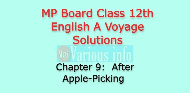 MP Board Class 12th English A Voyage Solutions Chapter 9 After Apple-Picking (Robert Frost)