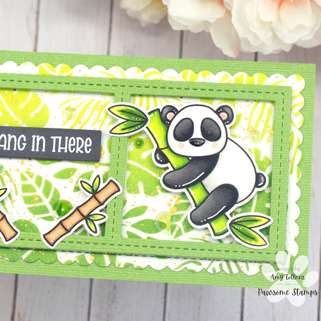 Playful Pandas Stamp and Die Set, Captivating Cactus Sequin Mix by Pawsome Stamps #pawsomestamps #handmade