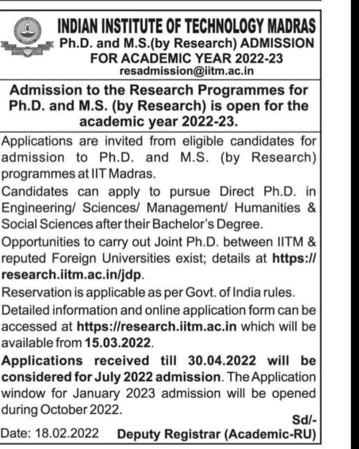 IIT Madras opens applications for master's in humanities, social