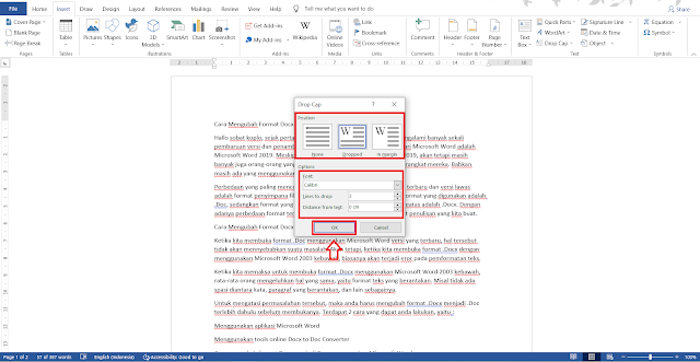 Cara Membuat Huruf Besar di Awal Paragraf (Drop Cap) di Microsoft Word