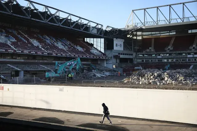 The Boleyn Ground during its demolition, January 5, 2017. Picture: Getty