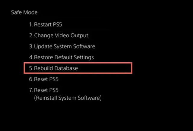 إعادة بناء قاعدة البيانات لحل خطأ "Cannot Use the Content PS5".