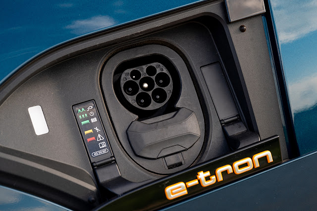 The Audi e-tron charging socket.