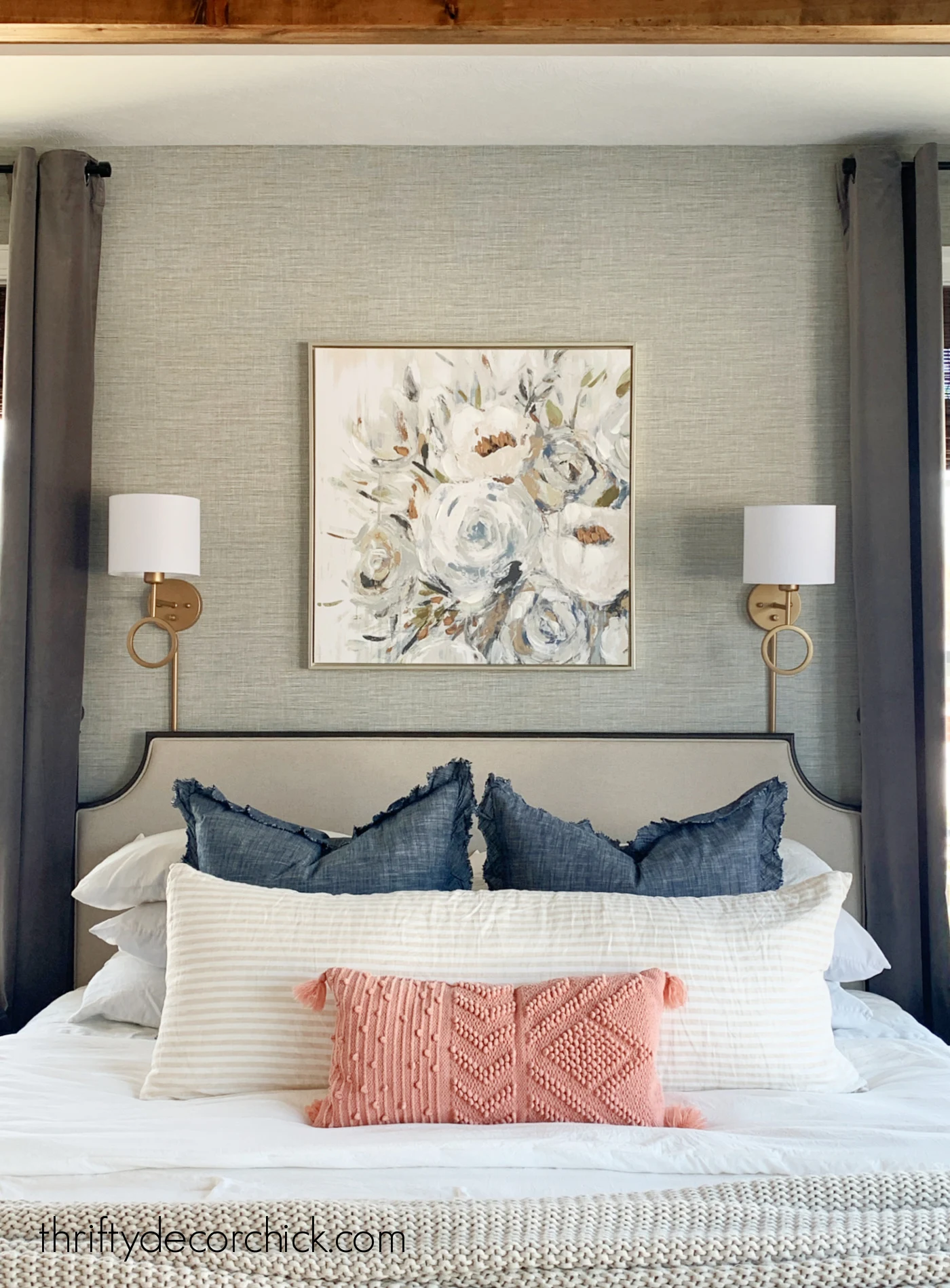floral print above bed