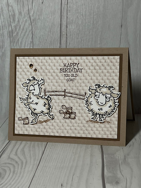 Handmade Birthday Card usig Goat images from the Way To Goat Stamp Set From Stampin' Up!