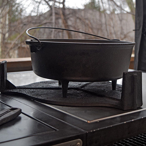 Set up for using a Dutch oven on the Big Green Egg