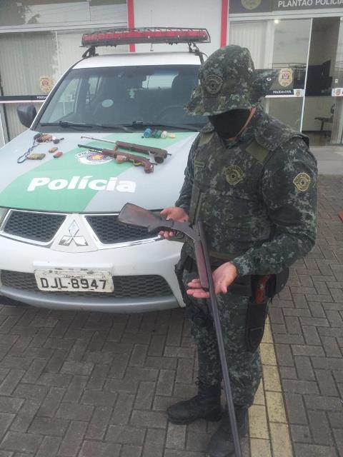 Policia Ambiental - Apreensão de arma de fogo, munições e petrechos em Jacupiranga
