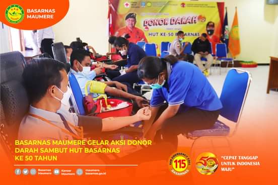 SAMBUT HUT BASARNAS KE 50 TAHUN BASARNAS MAUMERE GELAR AKSI DONOR DARAH