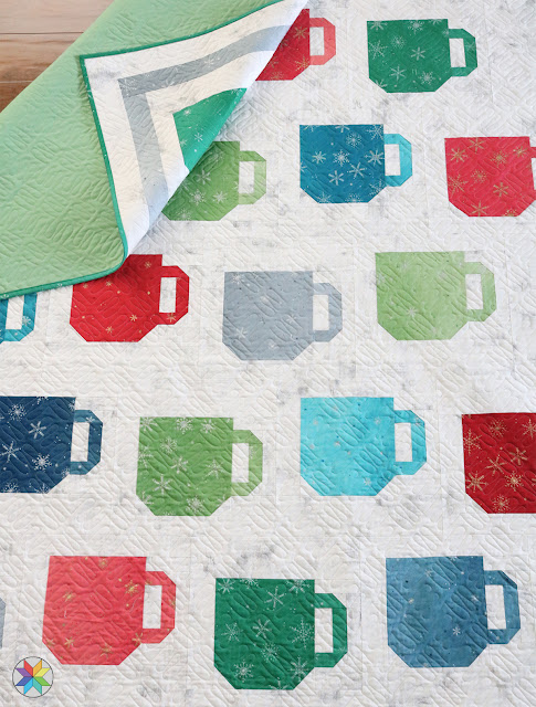 Cozy modern mug quilt called Mod Mugs by A Bright Corner