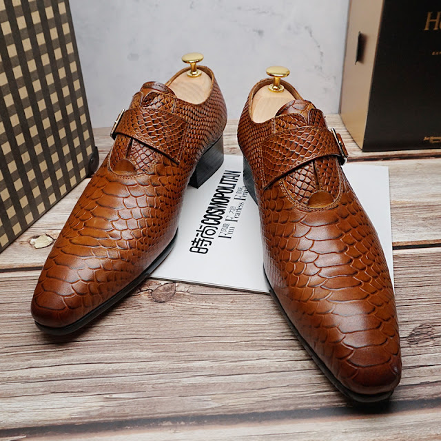 LUXURY MEN'S LOAFERS LEATHER DRESS SHOES SNAKE PRINTS FORMAL MEN CASUAL ...