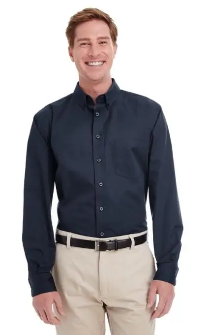 Harriton M581T - Men's Tall 100% Cotton Long-Sleeve Twill Shirt