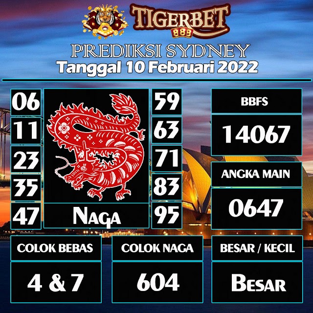 Prediksi Togel Sydney Tanggal 10 Februari 2022 Tigerbet888