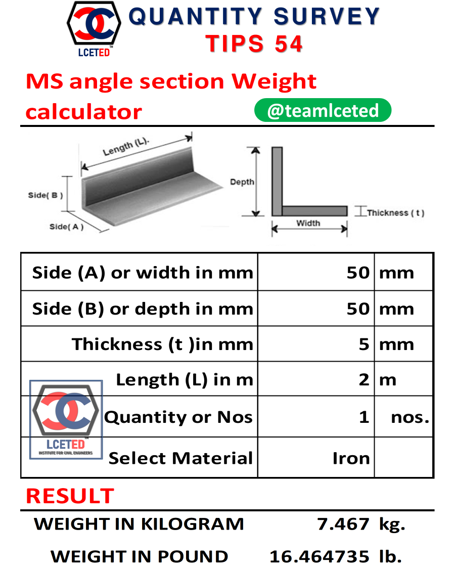 MS Angles Weight Calculator Equal Angles Weight Calculator 42 OFF