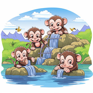 Coloring Book Monkey Family