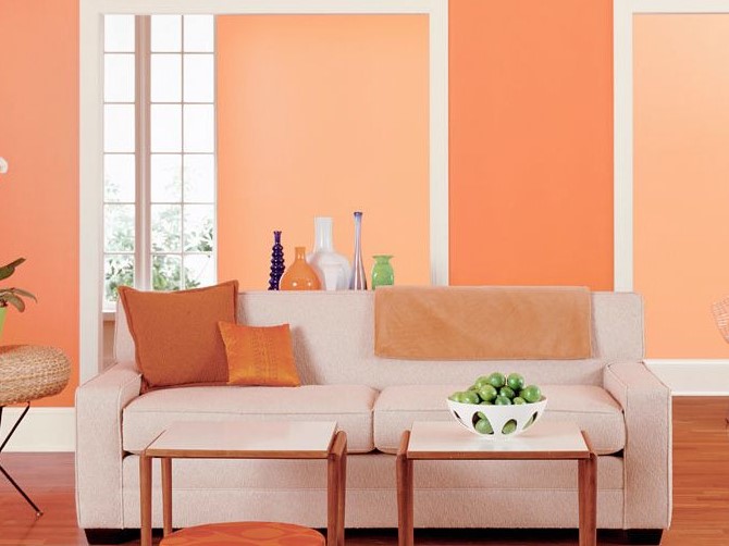 orange colour combination living room