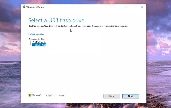 Pilih USB flash drive