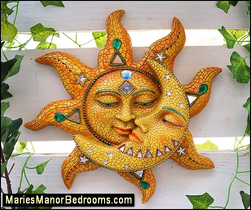 Celestial Heavens Mosaic Sun and Moon Wall Decor Plaque