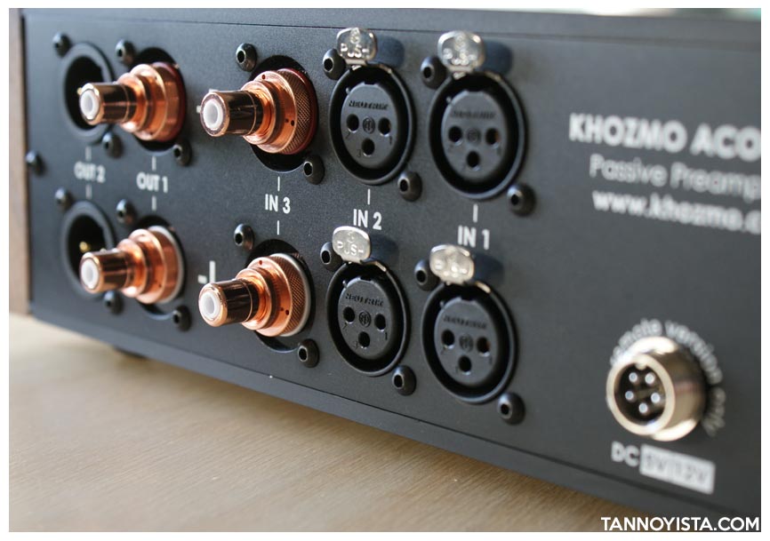 Khozmo Shunt Relay Passive Preamplifier showing rear connection panel