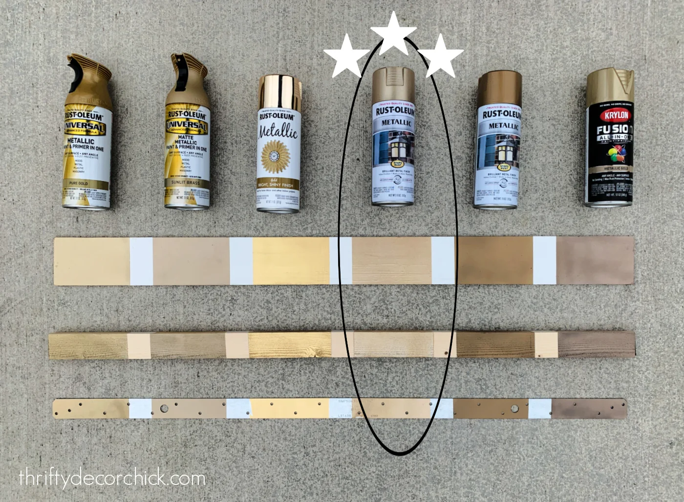 comparing six brass spray paints