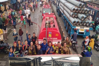 Kebakaran Pasar Gembong Hari Ini Balaraja Tangerang BPBD Terjunkan 5 Unit 30 Personil Esekusi si Jago Merah
