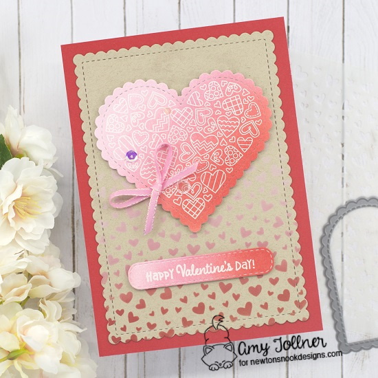 Heartfelt Love Stamp Set, Heart Frames Die Set, A7 Frames & Banners Die Set, Petite Hearts Stencil, Banner Trio Die Set by Newton's Nook Designs #newtonsnook #handmade