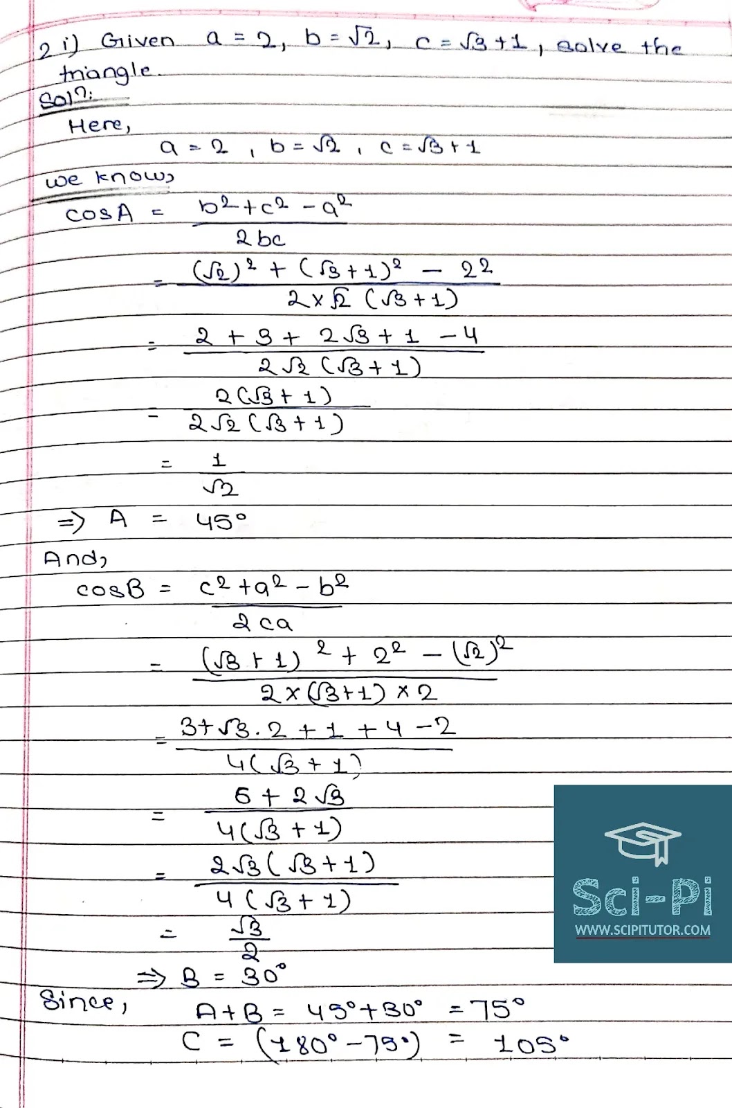 Solutions of Triangle Basic Mathematics Grade 11 Solutions