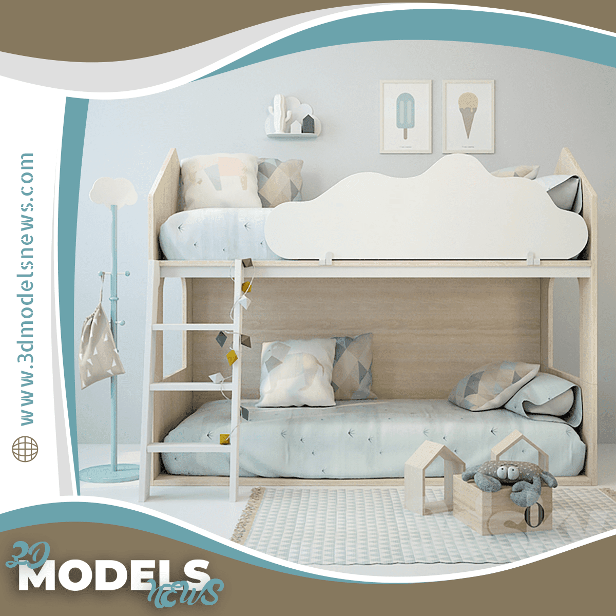 Children Room Bed House Model