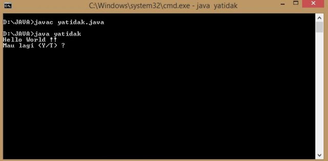 Membuat Pertanyaan Dan Perintah Y(ya) / T(tidak) Pada Program Java