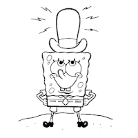 SpongeBob with a big tall hat coloring page