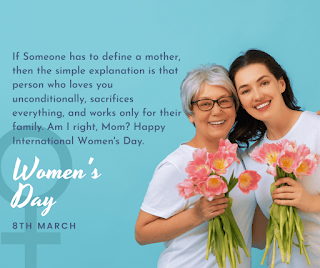 mother and daughter holding flower in international women's day