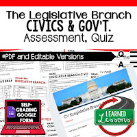 Civics Quiz, Civic Assessment, Civics Test, Goes with Civics Mega Bundle Resources