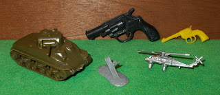 Airfix US Infantry; Aurora Sherman; Bandai Tank Commander; Carrier Aircraft; Christmas Crackers; Czech Hedgehog; Helicopter; Hong Kong Toy Soldiers; Jeep Crew; Macau Copies; Made in Hong Kong; Made in Macau; Marx British Infantry; Missile; Nichimo Tank Comander; Parachute Toys; Paratrooper Toys; Payton Truck Crew; Pistols; PZG Poland; PZG Toy Soldiers; Small Scale World; smallscaleworld.blogspot.com; Tank Trap; Toy Soldiers;