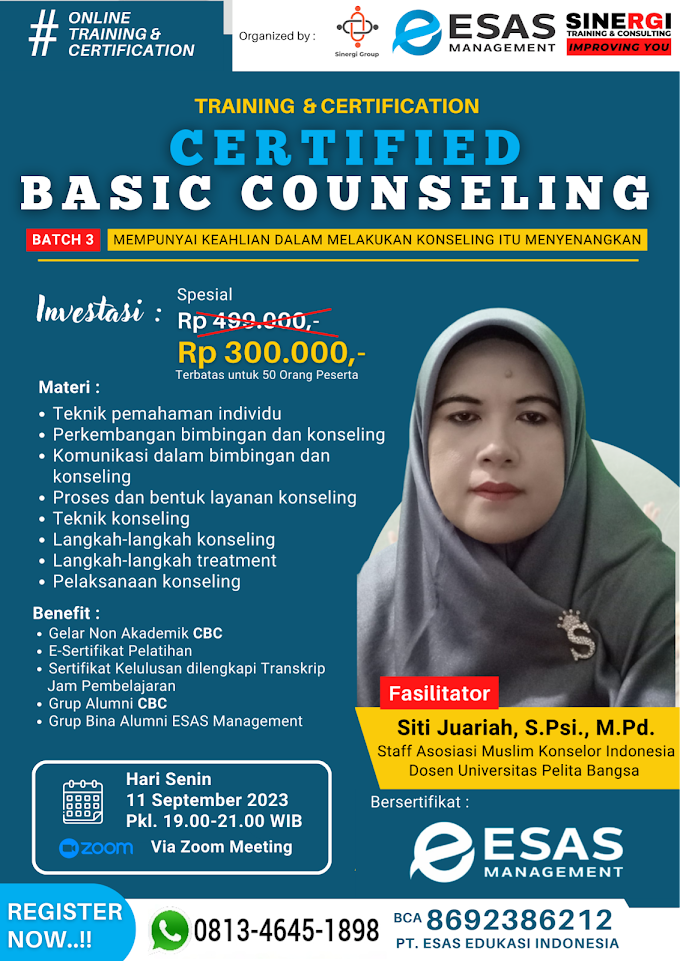 WA.0813-4645-1898 | Certified Basic Counseling (CBC) 11 September 2023