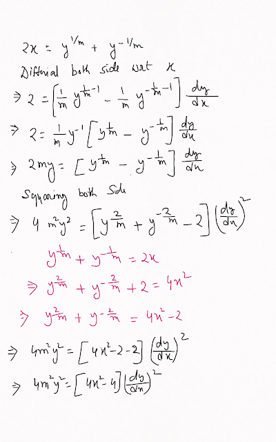 If y1/m + y-1/m = 2x, show that (x2-1) y2 + xy1 = m2y Class 12 differential equation