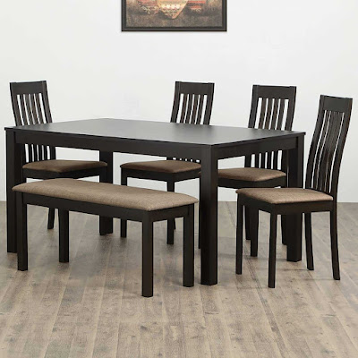 wooden dining table with 6 seater