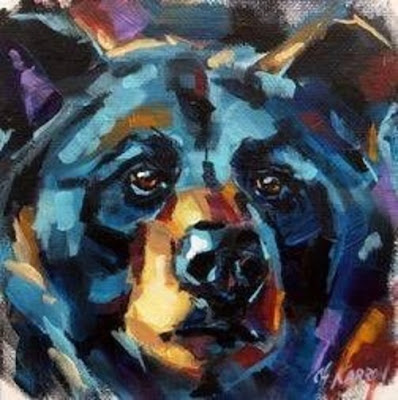 Oil Pastel painting of an intelligent bear