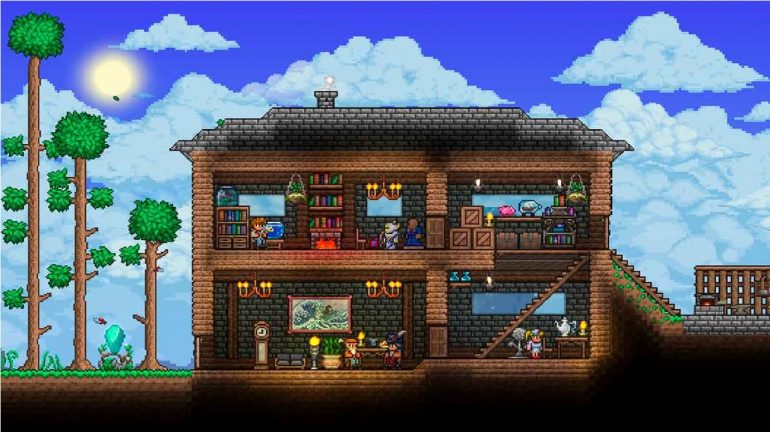 NPCs living together in a house in Terraria
