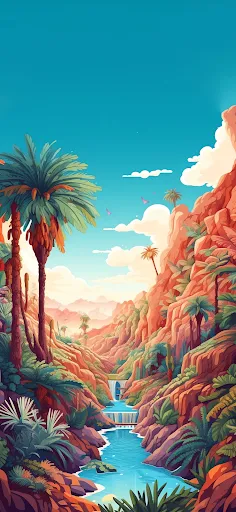 wallpaper iphone Lush canyon oasis